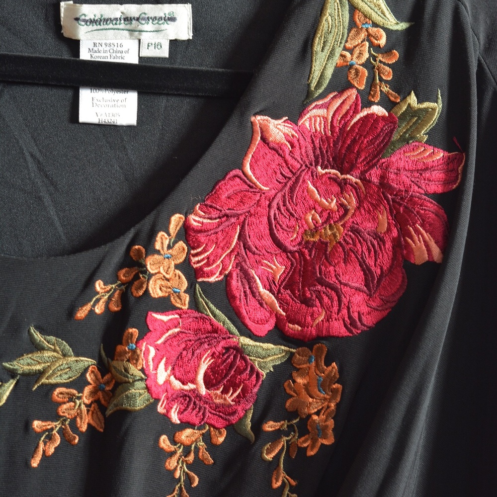 Coldwater Creek Embroidered Little Black Dress SZ P16 # B24